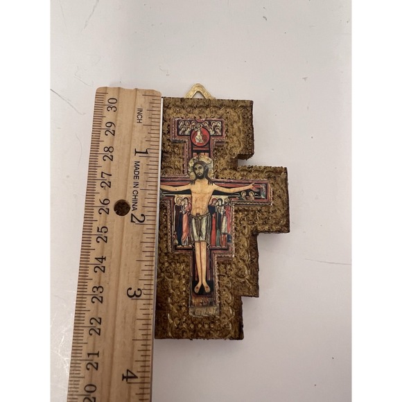 VTG Cross San Damiano Wall Plaque Made In Florence Italy Small - Picture 4 of 7